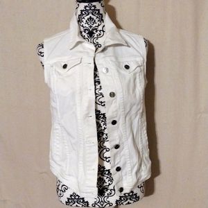 Kardashian Kollection White Kerri Vest Denim Stretch Sz Missy Small St#KKB052